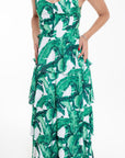 Vestido Largo Estampado Tropical Verde