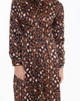 Vestido Camisero Midi Animal Print Cafe