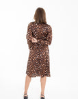 Vestido Camisero Midi Animal Print Cafe