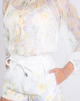 Conjunto Blusa y Short Estampados Blanco