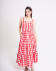 Vestido Midi Cuadros Rojo
