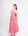 Vestido Midi Cuadros Rojo