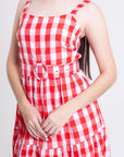 Vestido Midi Cuadros Rojo