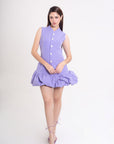 Vestido Corto Lila con Botones