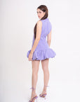 Vestido Corto Lila con Botones