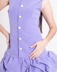Vestido Corto Lila con Botones