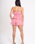 Conjunto Blusa Strapless y Short Rojo
