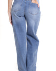Jeans Vaqueros Anchos Talle Alto con Tachuelas de Perlas