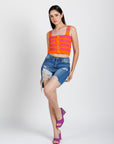 Top Tejido Rosa Naranja