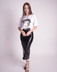 Falda Midi Efecto Piel Negro