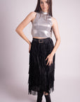 Falda Negra de Flecos