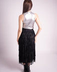 Falda Negra de Flecos