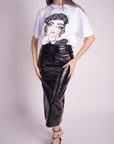 Falda Midi Efecto Piel Negro