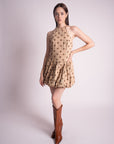Vestido de Lunares Corto Beige