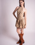 Vestido de Lunares Corto Beige