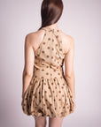 Vestido de Lunares Corto Beige
