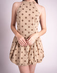 Vestido de Lunares Corto Beige