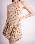 Vestido de Lunares Corto Beige