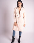 Blazer Largo Cuadros Beige