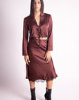 Conjunto Falda y Blusa Satinado Burgundy