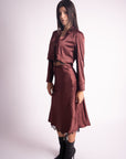 Conjunto Falda y Blusa Satinado Burgundy