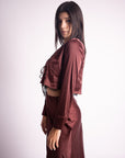 Conjunto Falda y Blusa Satinado Burgundy