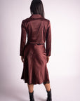 Conjunto Falda y Blusa Satinado Burgundy