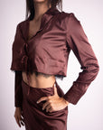Conjunto Falda y Blusa Satinado Burgundy