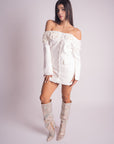 Vestido Blanco con Flores Corto
