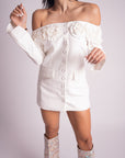 Vestido Blanco con Flores Corto