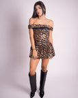 Vestido Con Estampado Animal Print Corto