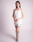 Vestido Blanco Corto con Moños