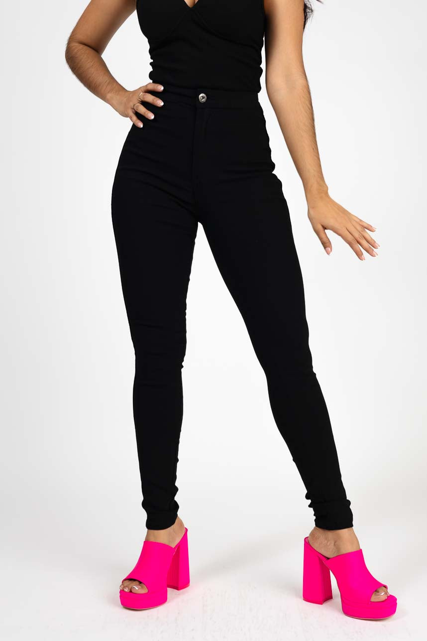 Pantalón Palazzo Outfit Con Pantalon Negro Tiro Alto Pantalón