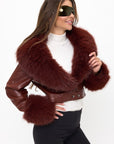 Chamarra Corta de Efecto Cuero con Peluche