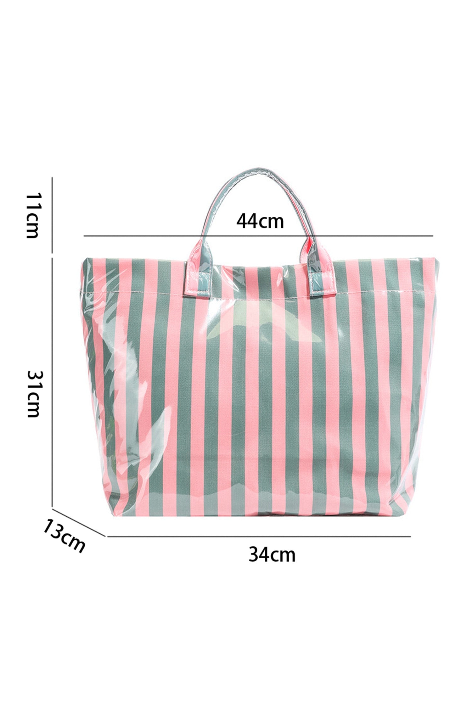 Bolsa Tote Rayas Verde Menta y Rosa