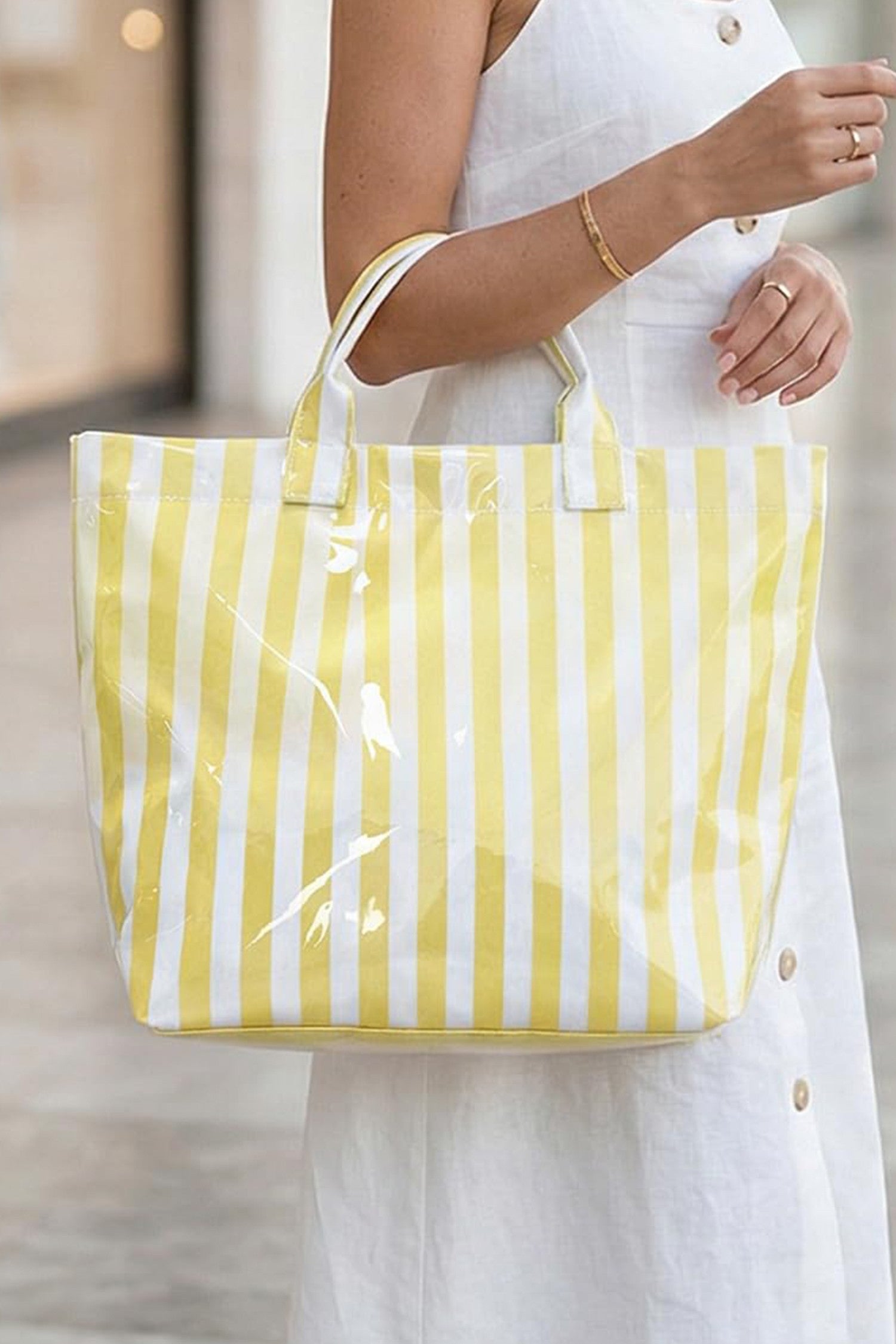 Bolsa Tote Amalfi Amarilla de Rayas