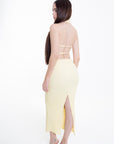 Conjunto Amarillo Top Halter y Falda Midi