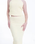 Conjunto Amarillo Top Halter y Falda Midi