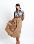 Falda Maxi Camel con Cinturón