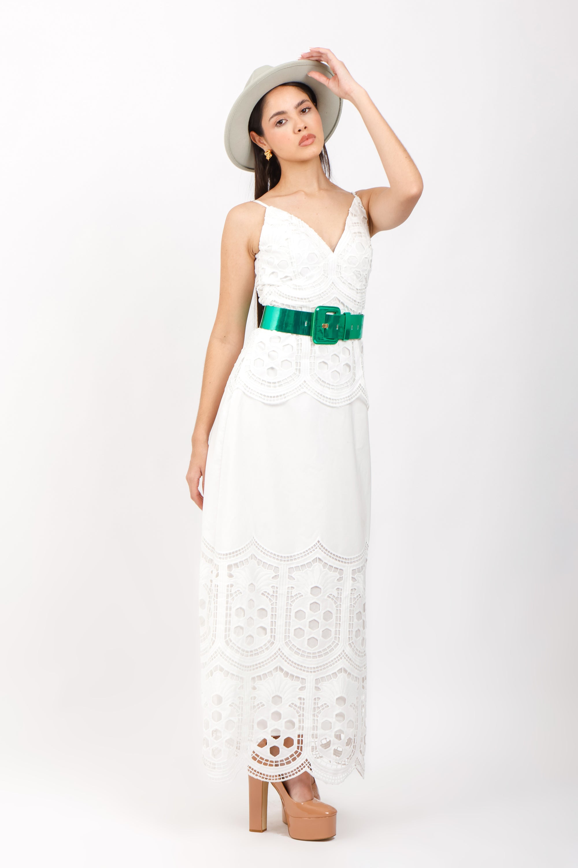 Vestido Largo de Encaje Blanco