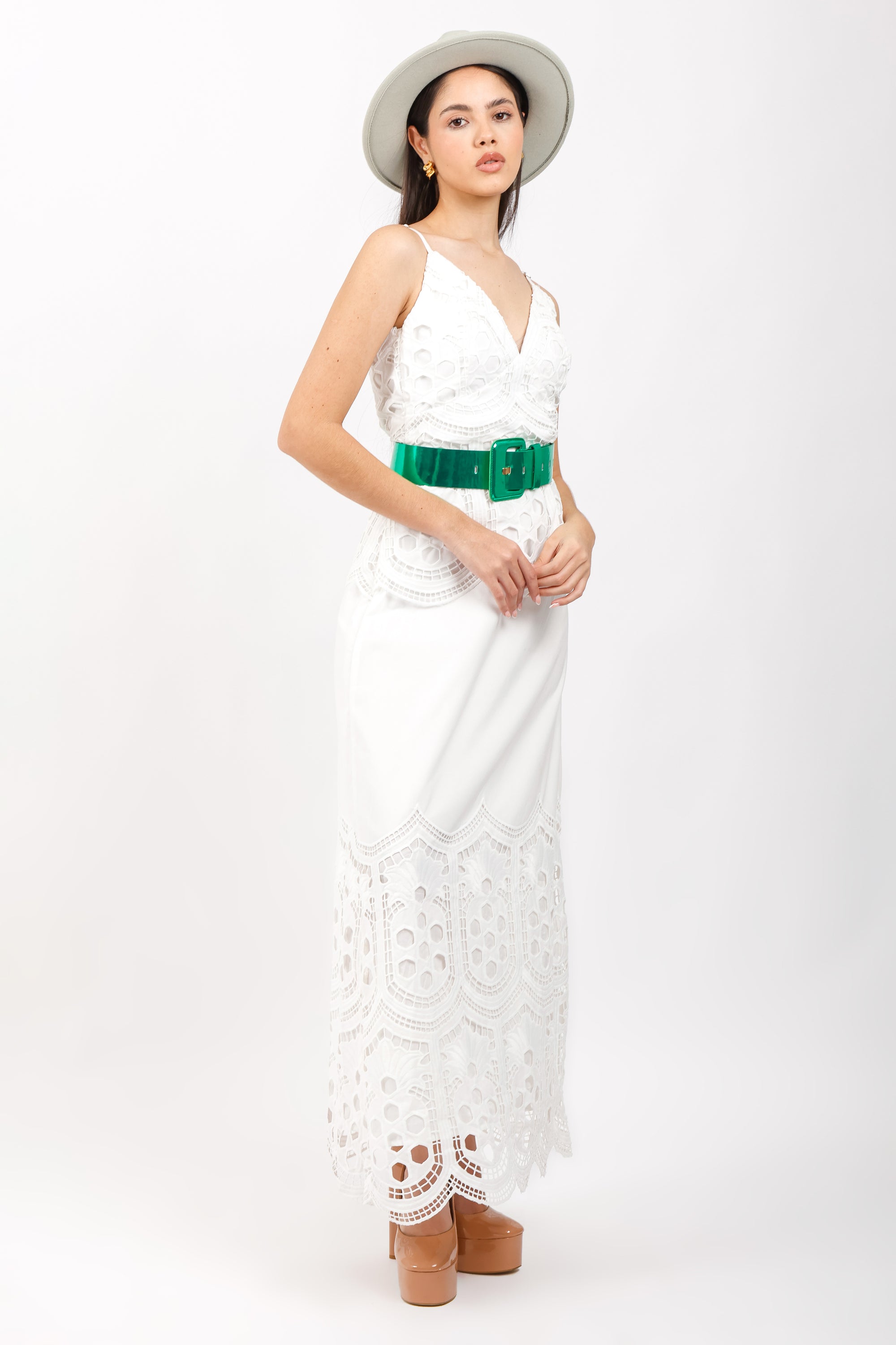 Vestido Largo de Encaje Blanco