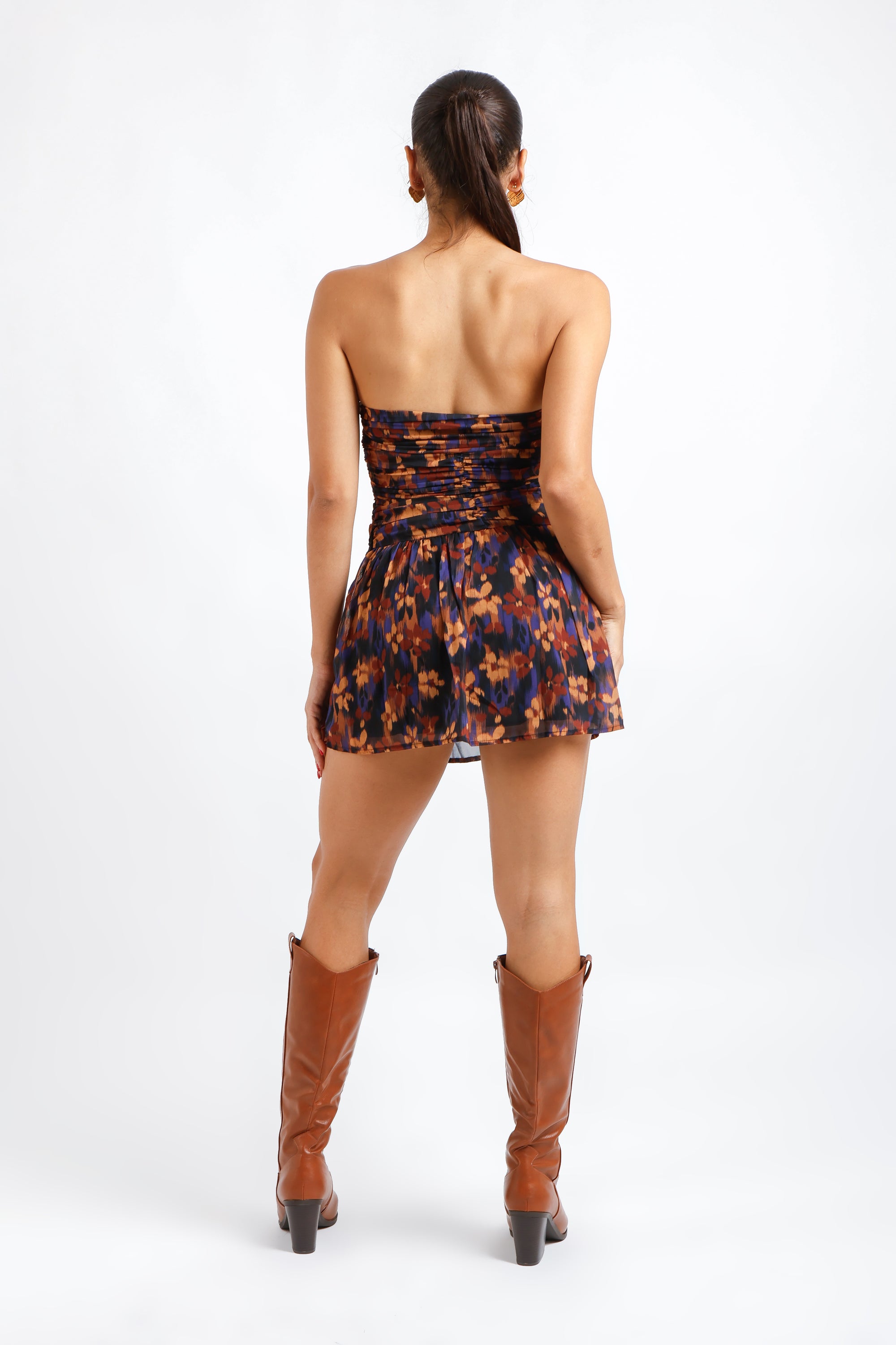 Vestido Multicolor con Flores Corto