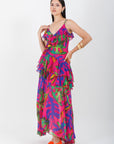 Vestido Midi Estampado Rosa
