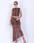 Conjunto Top y Falda Larga Animal Print