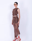 Conjunto Top y Falda Larga Animal Print
