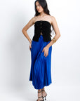 Falda Midi Plisada Azul Real