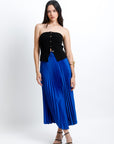 Falda Midi Plisada Azul Real