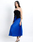 Falda Midi Plisada Azul Real