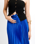 Falda Midi Plisada Azul Real