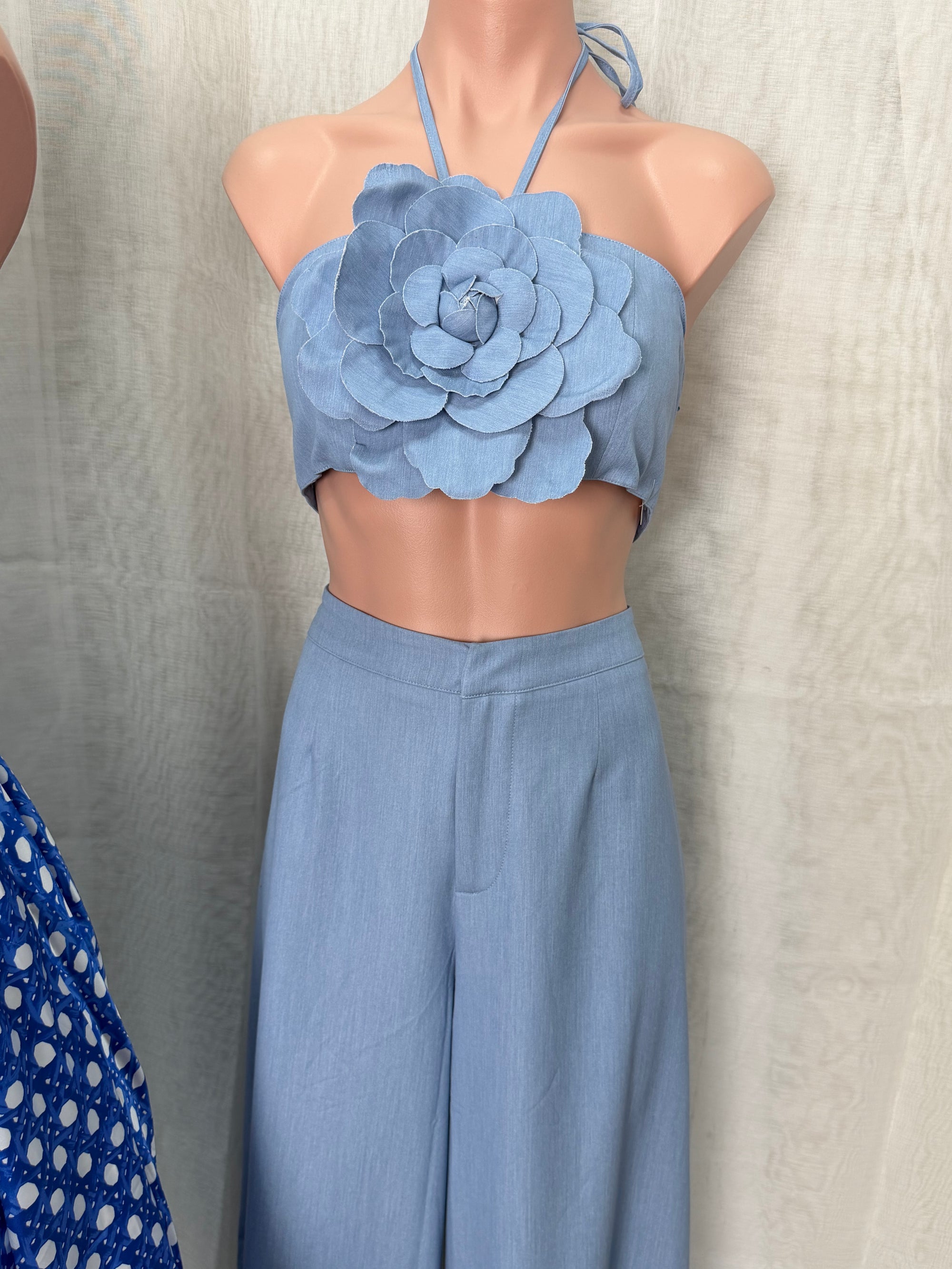 Conjunto Azul Top y Pantalón